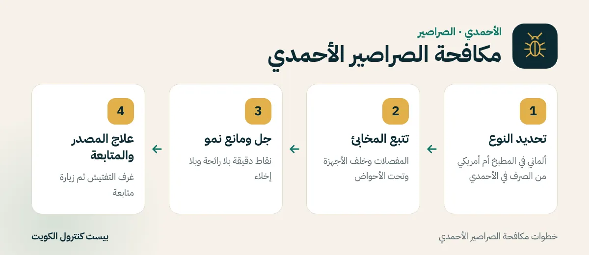 خطوات مكافحة الصراصير الأحمدي