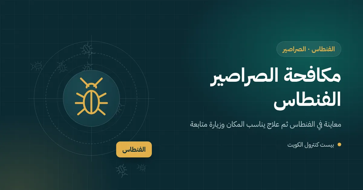 رسم توضيحي لحوش بيت في الفنطاس فيه غرفة تفتيش مفتوحة وفني يعالج جدرانها الداخلية من الصراصير