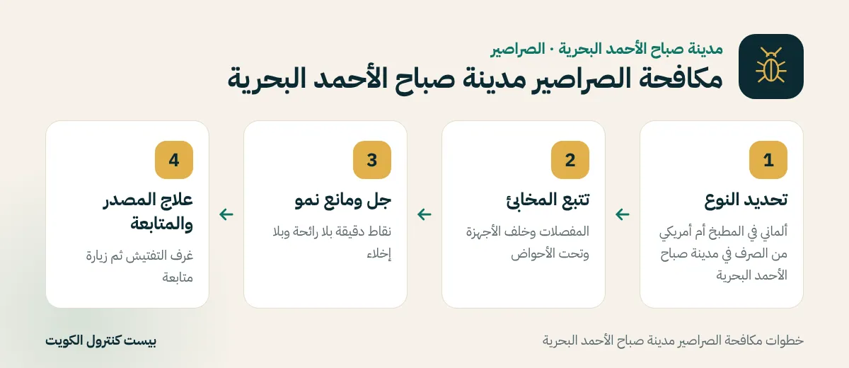 خطوات مكافحة الصراصير مدينة صباح الأحمد البحرية