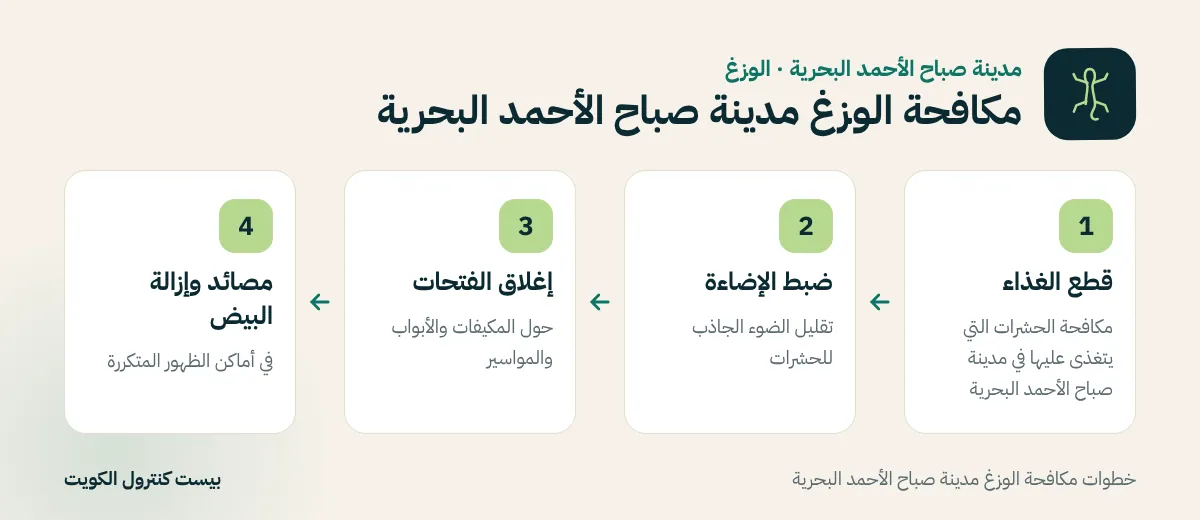 خطوات مكافحة الوزغ مدينة صباح الأحمد البحرية