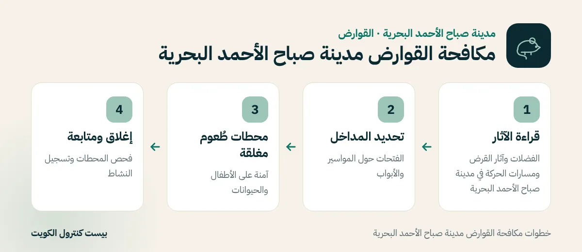 خطوات مكافحة القوارض مدينة صباح الأحمد البحرية
