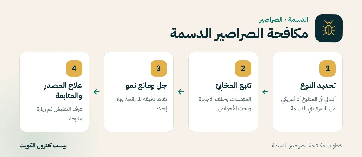 خطوات مكافحة الصراصير الدسمة
