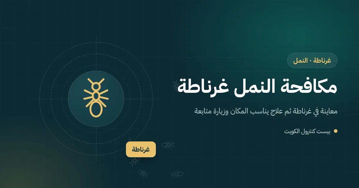 رسم توضيحي لحمام مجدد في بيت بغرناطة يخرج من فاصل بلاطه خط نمل وفني يضع نقطة طعم