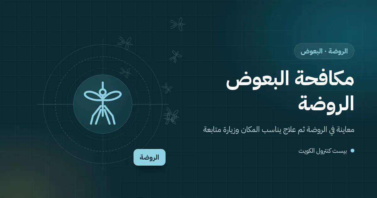 رسم توضيحي لبركة مطر صغيرة في حوش فيلا بالروضة يحوم فوقها البعوض بجانب أصيص زرع