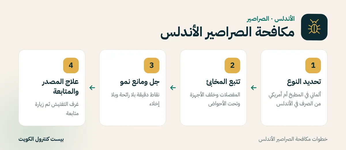 خطوات مكافحة الصراصير الأندلس
