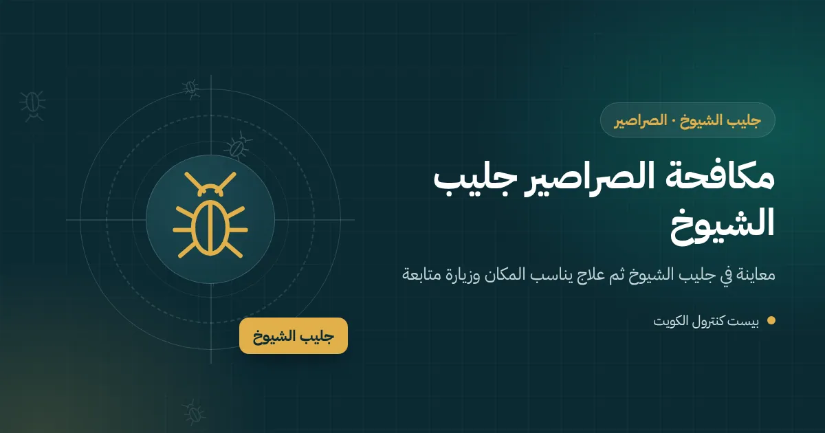 رسم توضيحي لمطبخ مشترك في سكن بجليب الشيوخ وفني يضع طعوم الجل خلف الموقد