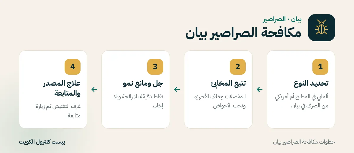 خطوات مكافحة الصراصير بيان
