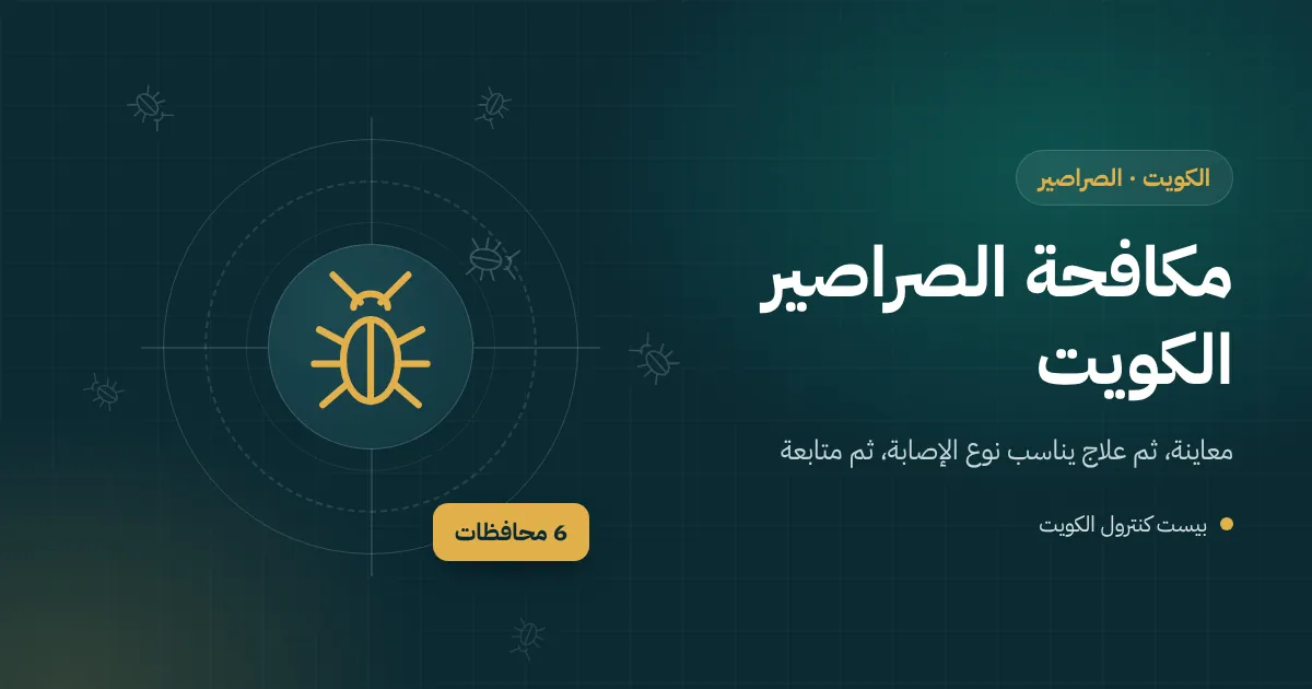 رسم توضيحي لصرصور ألماني وصرصور أمريكي قرب بالوعة مطبخ وفني يضع طعوم الجل داخل الخزائن